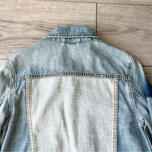 Kids Gap Asymmetrical Patchwork Distressed Jean Trucker Jacket - Picture 12 of 14